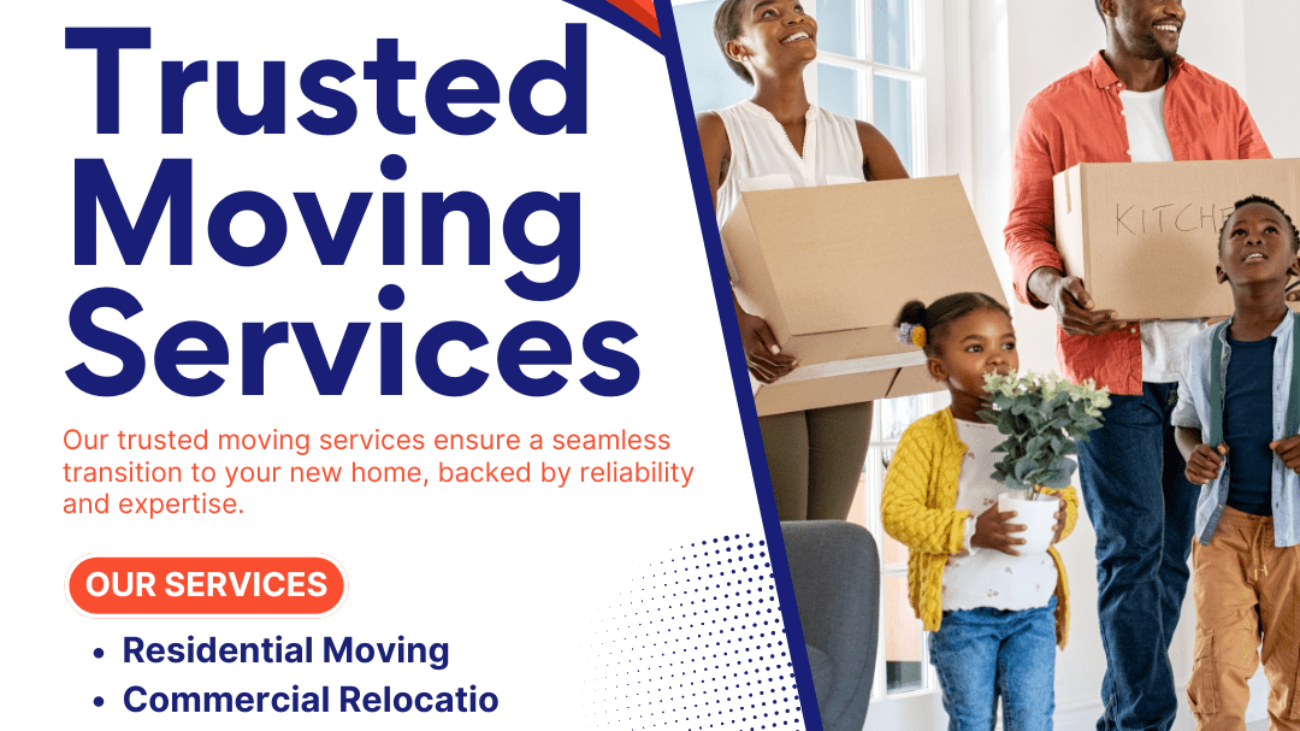 White and Blue Modern Moving Services Facebook Video