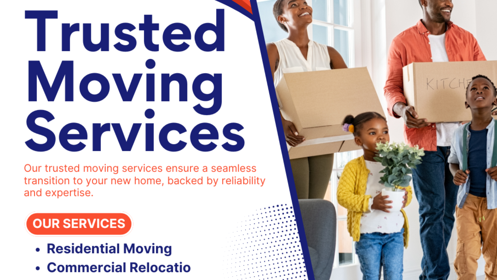 White and Blue Modern Moving Services Facebook Video